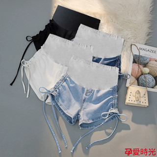 臺灣出貨🚀孕婦短褲 牛仔褲 孕婦褲 託腹褲 安全褲大尺碼孕𡠹短褲夏季薄款外穿寬鬆五分牛仔褲子夏裝新款小個子闊腿打底褲