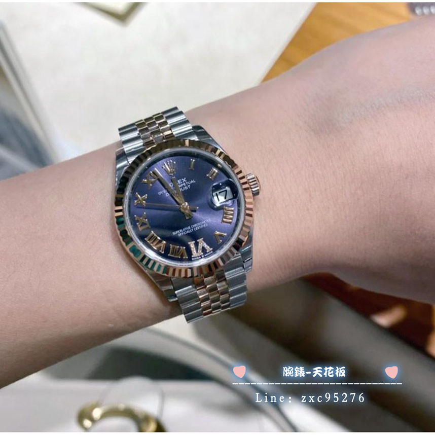 Rolex 勞力士 女裝日誌手表間金31Mm紫盤 灰盤腕錶