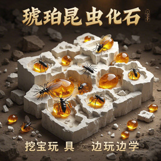 恐龍蛋 挖掘 挖寶 考古挖掘玩具琥珀化石昆蟲挖寶兒童手工diy製作模擬透明網紅禮物 星光精品1
