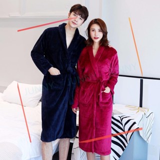 JY 100kg大尺碼正韓版日系和服素色情侶裝秋冬季加厚加絨加長版過膝法蘭絨睡袍珊瑚絨浴袍寬鬆浴衣男女睡衣保暖居家居服外
