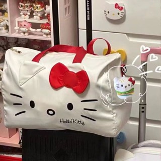 拉桿行李袋 旅行提袋🔥可愛Kitty貓少女校園衣服收納袋輕便拉桿旅遊出差手提行李收納包 登機包 折疊旅行袋