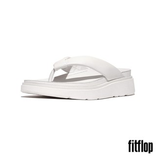 【FitFlop】GEN-FF 軟墊交織帶皮革夾腳涼鞋-女(都會白)