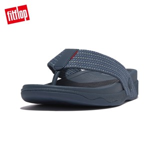 【FitFlop】SURFER WEAVE STRIPE TOE-POST SANDALS織帶條紋夾腳涼鞋-男(藍綠黑灰