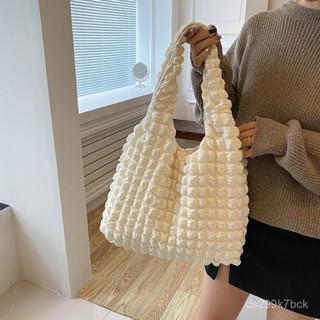 KEKE💗韓國ins少女洋氣雲朵泡芙花朵單肩包女夏帆布簡約手提包 韓版通懃包 託特包 包包 包包女 單肩包 肩揹包 腋下