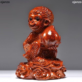 免運發出 花梨木雕猴子獻桃擺件 花梨木雕刻猴子擺件十二生肖擺件木頭屬猴黑檀裝飾生日工藝品送禮