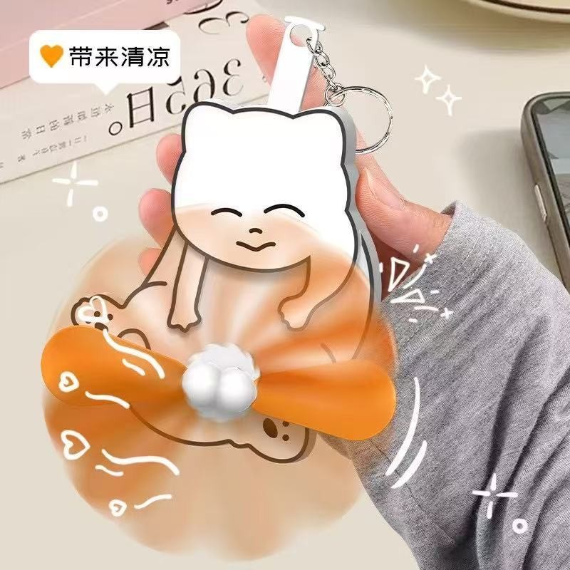 ✨桃園出貨☜限時特惠✨小紅書同款搗蛋貓風扇匙扣可愛創意亞克力搞怪包包掛飾送禮物背包