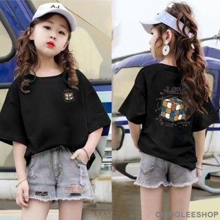 【CHINGLEESHOP】短袖T恤素色新款上衣夏裝短袖大童女孩兒童衣服夏季童裝