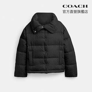 【COACH】尼龍經典Logo 短版羽絨外套-黑色(CV411)｜官方直營