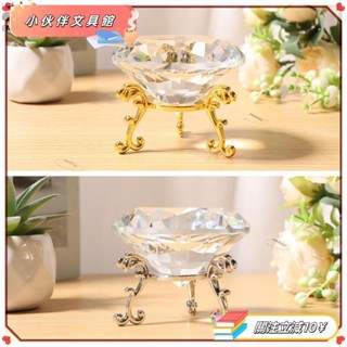 💫Z桃園+發票💫80 毫米玻璃鑽石鎮紙器透明鑽石形珠寶鎮紙器帶金屬底座支架 SHOPSC8366💫熱銷💫
