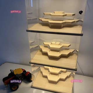 明月動漫 🔥泡泡瑪特帶燈展示盒🔥 盲盒收納 展示架 帶燈實木 防塵大容量 高達公仔 收納櫃子 公仔娃娃展示櫃 收納盒