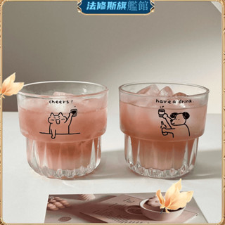 臺灣出貨💟【店鋪熱銷】ins風原創可愛小狗玻璃杯喝水杯子牛奶咖啡早餐燕麥杯果汁飲料杯