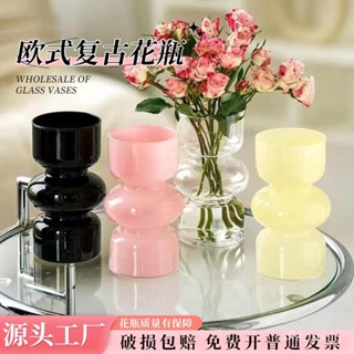 臺灣熱銷 歐式復古玻璃花瓶 客廳辦公室水養插花花瓶 橢圓造型裝飾花瓶擺件