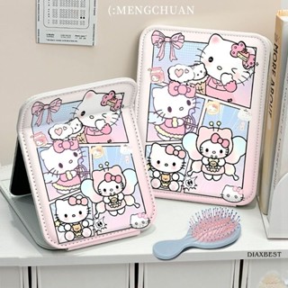 hello Kitty鏡子✨ 化妝鏡臺式凱蒂貓ins風加厚翻蓋式包邊梳妝鏡桌面高畫質可折疊隨身