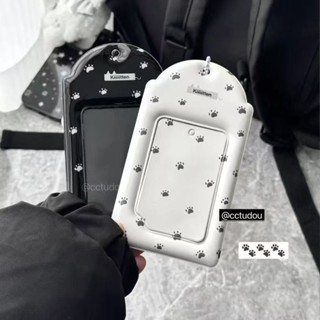 ins韓係PVC卡套貓咪爪印卡套可愛寸小卡證件收納保護套展示立得