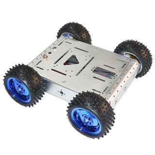 4WD智慧小車底盤 1.5KG承重（銀色） 鋁閤金車體適用arduino DIY
