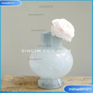 🌸臺灣熱銷🌸居家花瓶復古ins奶油黃玻璃花瓶擺件客廳插花透明水培鮮花中古小眾高階感