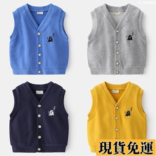 🚛限時低價🚛 童裝 外套 背心 春季兒童馬甲 棉質潮流男童上衣 不連帽單排扣可愛風童裝-0928