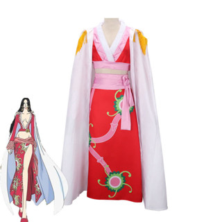 臺灣出貨 爆款動漫角色扮演二次元海賊王cos 漢庫克蛇姬女帝紅色旗袍套裝表演服cosplay動漫服裝