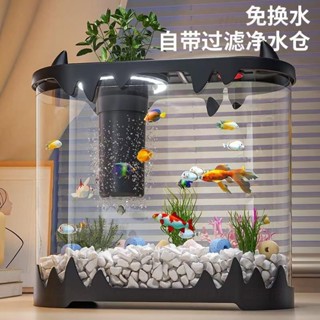 【限時滿減】家用桌面迷你魚缸 免換水魚缸 小型魚缸 過濾器魚缸 生態魚缸 懶人魚缸 鬥魚魚缸 養魚缸 魚缸小型漁缸 鬥魚