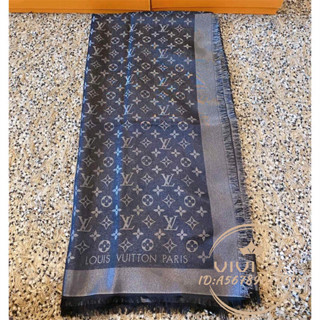 正品現貨 無使用過 LV 路易威登 Monogram Shine 黑色 羊毛 披肩 圍巾 M75123
