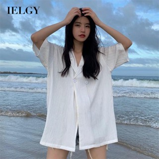 IELGY 襯衫女設計小眾韓版薄款西裝領寬鬆上衣