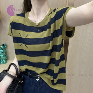 【XL~8XL】150KG加肥加大碼女裝寬鬆顯瘦條紋短袖T恤女夏季薄款打底衫上衣【柔嘉大尺碼】