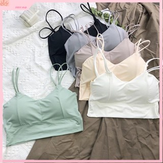 DIKK shop🎀新款女士內衣 韓版冰絲無痕防走光美背 一片式無少女抹胸 糖果色細帶無鋼圈抹胸 文胸 裹胸