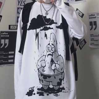 春季卡通海綿寶寶派大星個性印花印花秋季長袖T恤男女情侶裝
