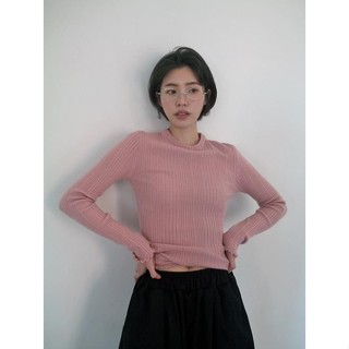 Codibook｜韓國 From Beginning 波浪羅紋緊身針織長袖上衣［預購］針織衫 T恤 女裝