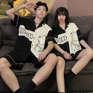 情侶夏季睡衣 [兩套裝]維尼熊夏季睡衣女短袖春秋季可愛ins風情侶家居服兩套裝 JW2Z