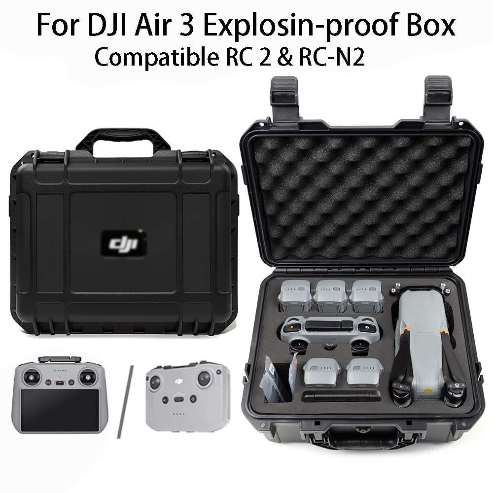 ✦適用於 DJI Air 3 Case 黑色手持防爆盒適用於 DJI Air 3 配件收納盒兼容 RC2/RC-N2