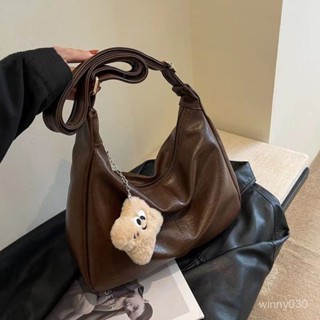 💛限時下殺💛2024新款學生上課複古純色包包女 時尚休閒單肩斜挎大容量通懃包包