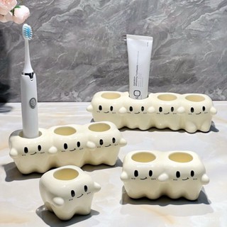 【桃園出貨】【加厚材質不怕高溫】電動牙刷架置物架衛生間洗漱臺可愛牙膏架子浴室洗手臺陶瓷收納架