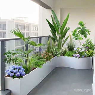 熱銷⭐爆款定製不銹鋼花箱種植箱戶外弧形花盆陽臺庭院花墰圍欄成品花池