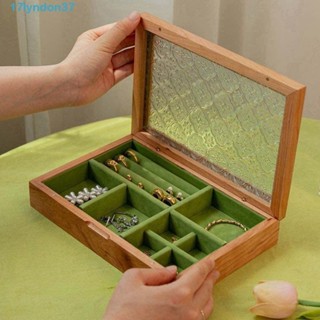 精品嚴選LYNDONB木製首飾盒,分割區壓花玻璃珠寶收納盒,耳環戒指手鍊奢華宮廷風格首飾收納盒
