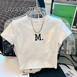 💛【臺灣出貨】💛字母印花正肩短袖T恤女夏純欲風修身顯瘦露臍設計感小眾辣妹上衣