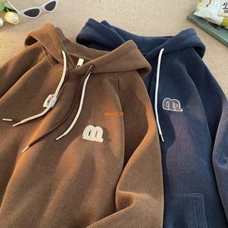 桃園出貨🌟M-8XL 大尺碼運動衫男 美式燈芯絨連帽大學T 口袋大學T 男生套頭衫 秋冬季保暖上衣 寬鬆 休閒 胖子衣