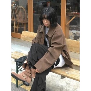 Codibook｜韓國 DAILYJOU 寬鬆剪裁半翻領羊毛混紡外套［預購］夾克 balmacaan 女裝