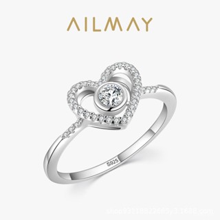 AILMAY✨正品授權✨香港直發小眾設計s925純銀愛心微鑲戒指女歐美跨境熱賣心形閉口指環手飾品