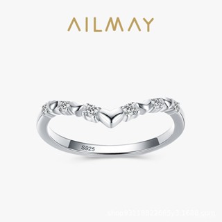 AILMAY✨正品授權✨香港直發s925V形純銀戒指女閃鑽心形小眾甜美風食指小眾ins設計感個性指環