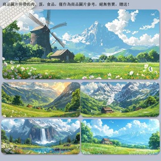 辦公電腦 滑鼠桌墊 豪華超大滑鼠墊 超大滑鼠墊 遊戲滑鼠墊 ins清新治癒滑鼠墊超大號山水風景桌墊宿捨臥室電腦桌鼠標鍵盤