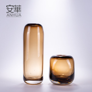 【新品推薦】安華輕奢玻璃花瓶 創意藝術花器擺件插乾花水培餐桌擺件ins風