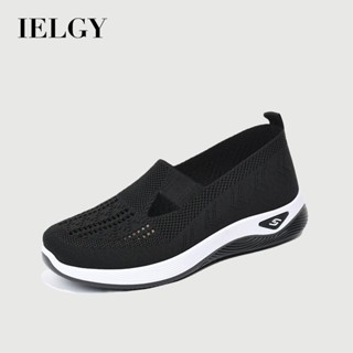 IELGY 女鞋透氣舒適媽媽軟底休閒網面鞋帆布