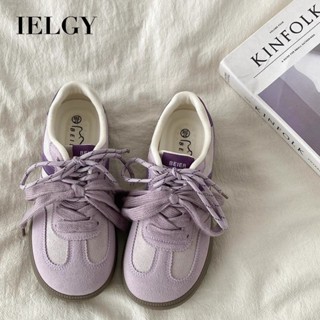 IELGY 紫色小眾設計感德國訓練鞋女學生可愛板鞋復古休閒運動鞋