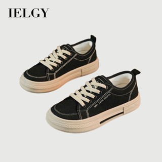 IELGY 帆布鞋女軟底舒適運動休閒百搭學生黑色