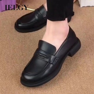 IELGY 新款 2025 厚底皮鞋柔軟百搭英倫圓頭休閒樂福鞋