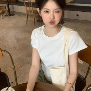 【高品質】修身t恤 正肩短袖ZH100%純棉240G美式白色純色夏季正肩短袖t恤女2025新款修身上衣