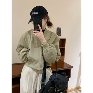 【30天熱銷1001件】寬鬆顯高短款帥氣棒球服女秋季新款燈籠袖圓領休閒小個子外套韓版
