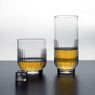 【新品推薦】韓式小眾咖啡拿鐵杯豎條紋餐廳玻璃杯飲品ins奶昔網紅杯