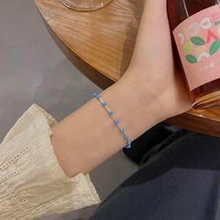 🎀臺灣出貨🎀圓圓ins風藍色串珠手鏈小眾設計冷淡風簡約手環時尚單品氣質百搭手飾